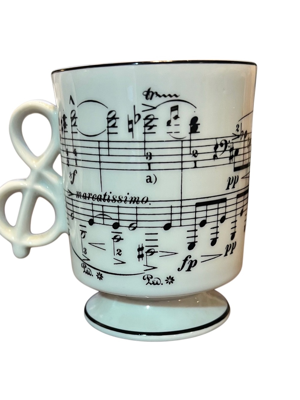 Music Note White Ceramic 8oz Gift Mug with Treble Clef Handle